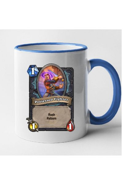 OEM HearthStone personalized blue handle mug - Possessed Fighter, INOVATIX®. 330 ml