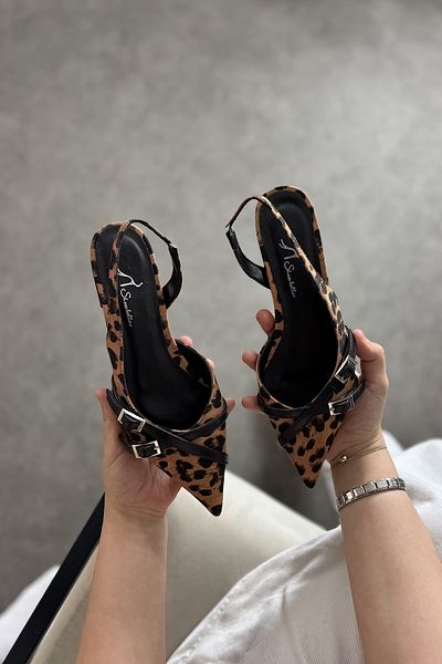 SHOEBELLAS Λεπτομερείς γυναικείες μπαλαρίνες Neasa Leopard Piping
