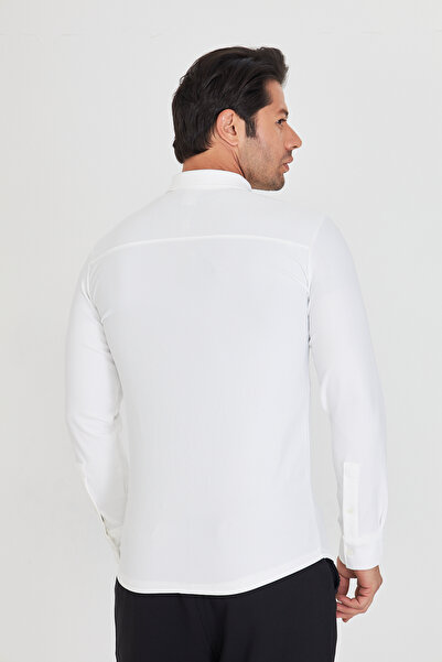 ZİNOX Ανδρικό μακρυμάνικο ύφασμα πικέ ψηλός λαιμός Κλασικό πουκάμισο λεπτό και κατάλληλο για καθημερινή χρήση