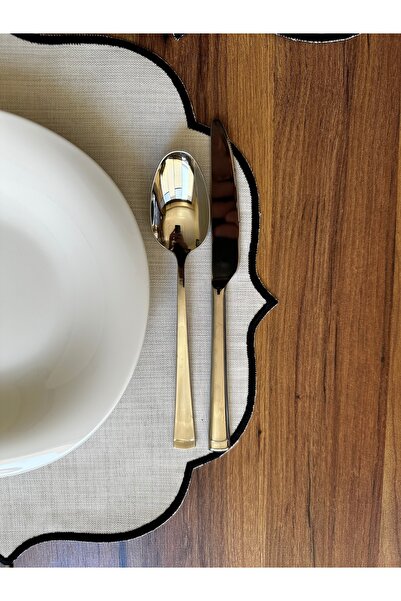 NURHAN HOME COLLECTION 6 штук чорних сервірувальних підставок з вишивкою