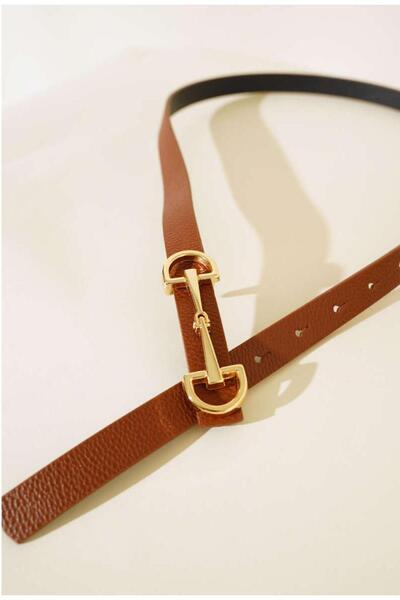 Desre Moda Long Buckle Gold Women's Belt Trouser Belt Dress Belt Shirt Belt Pull Belt