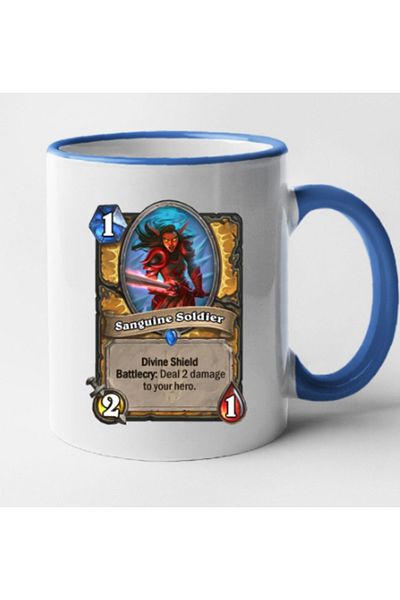 OEM Cană personalizată HearthStone cu mâner albastru - Soldat Sanguin, INOVATIX®. 330ml