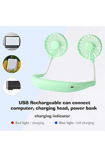 DECDEAL Portable Fan Hand Free Small Personal Mini USB Fan Rechargeable Neck Fan 3 Speeds for Office Travel