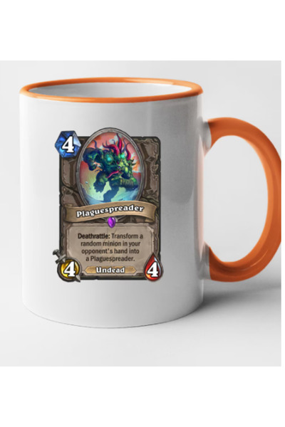OEM Cană personalizată cu mâner portocaliu HearthStone - Plaguespreader, INOV...