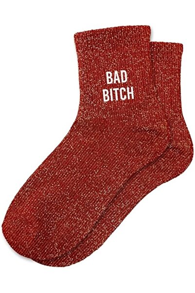 VipDeluXe Stc, Bad Short Paillette Socks (Standard Size 36-42), Red, One Size