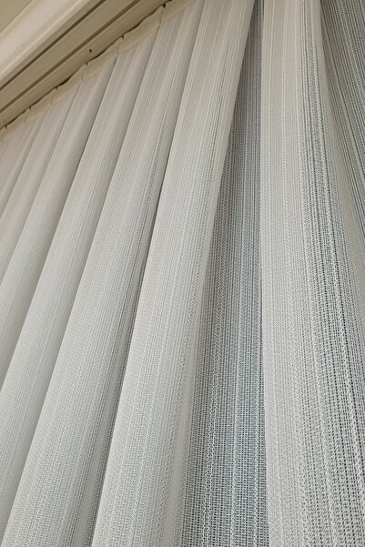 Cem al Tekstil Burgu Desen Çizgili Tül Ütü İstemez Kırışmaz (1/3 SIK PİLE) Pi...