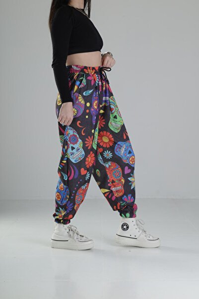 COCOPELLI Skull Patterned Pleated Jogger