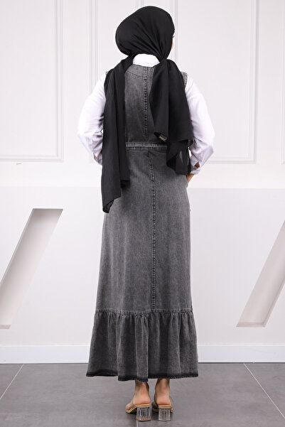 İmajButik Smoked Waist Belted Pocket Denim Gilet