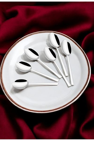Çelik Express Steel Straight Bar Model Teaspoon Set 18/10 - 6 Pieces for 6 People