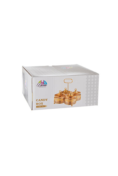 Dania Elegantly designed 4-compartment gold stand for dates, sweets and nuts