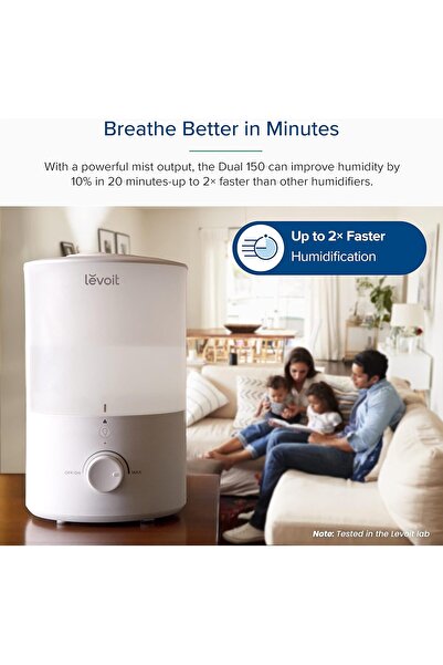 Levoit Dual 150 3L Humidifier for Bedroom & Nursery with Night Light, Cool Mist, Auto-Off