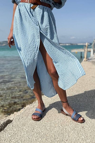 Güneşkızı Navy Blue Soft Sole Banded Useful Daily Comfortable Sandals
