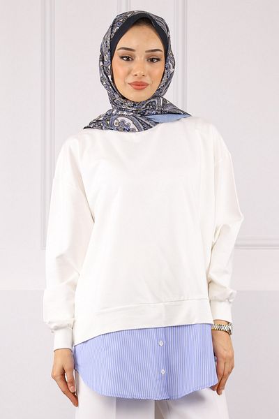 İmajButik Ecru Shirt Garnished Sweat