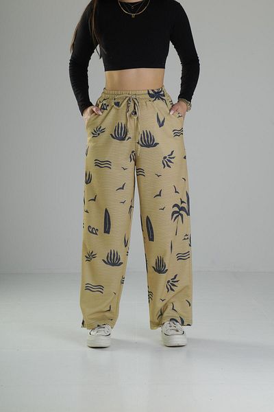 COCOPELLI Tree Patterned Yellow Baggy Trousers