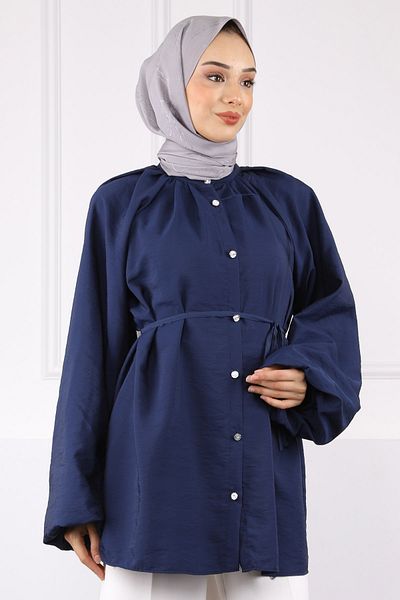 İmajButik Πουκάμισο με μπλε μπαλόνι με ζώνη