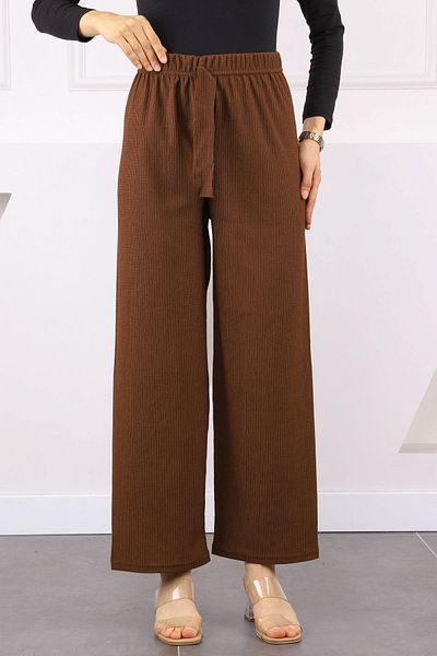 İmajButik Brown Wrinkled Wide Leg Trousers