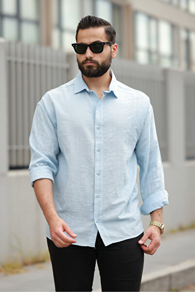 BASEL.CO Oversize Linen Blend Basic Casual Shirt