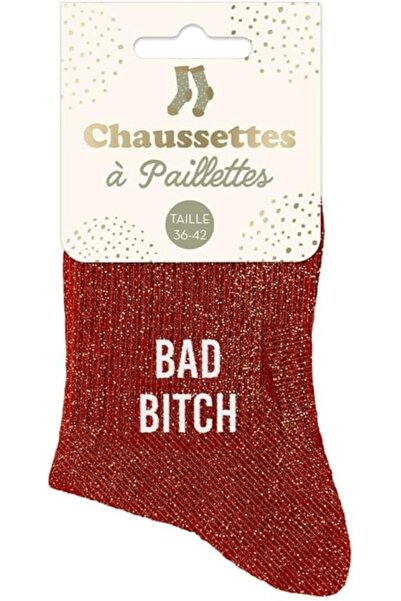 VipDeluXe Stc, Bad Short Paillette Socks (Standard Size 36-42), Red, One Size
