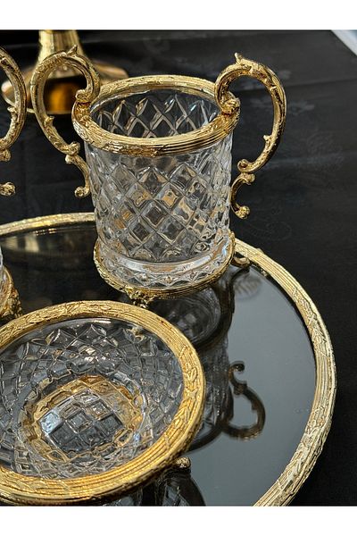 Santara Avangarde Crystal 4 Piece Gold Glass Bathroom Set