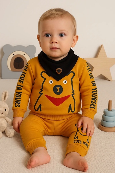 Babydonat 3-Piece Suit Set with Movable Eyes and Scarf for Baby Boy
