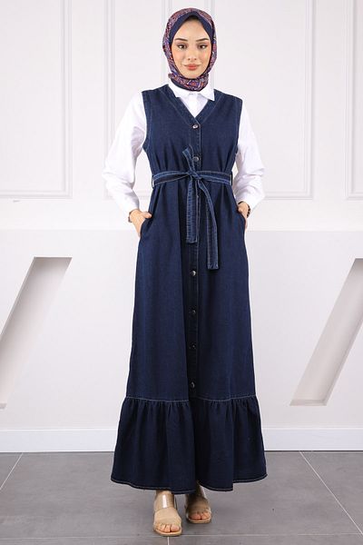İmajButik Σκούρο μπλε τζιν τζιν με ζώνη μέσης