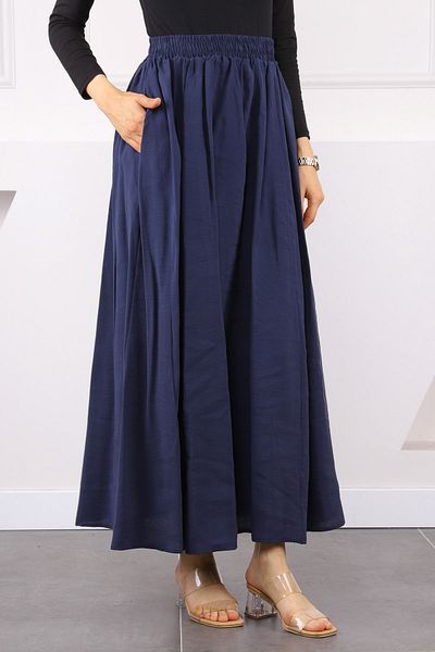 İmajButik Μπλε ναυτική ελαστική μέση φούστα Modal