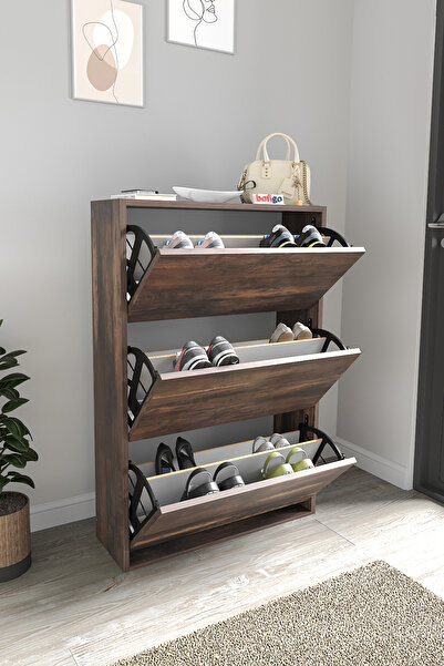 Bofigo Düşer Kapak Ayakkabılık Kayar Raflı Ayakkabılık 3 Bölmeli Ayakkabılık Mars