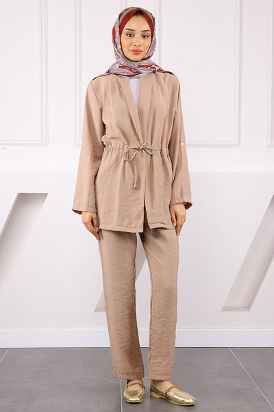 İmajButik Mink Waist Drawstring Jacket Trousers Suit