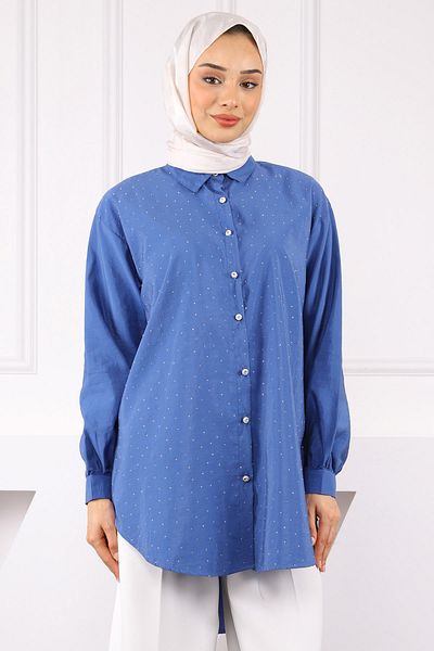İmajButik Πουκάμισο Modal με κουμπιά Indigo Stone