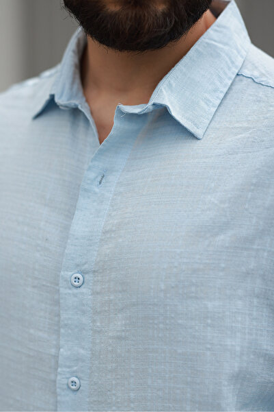 BASEL.CO Oversize Linen Blend Basic Casual Shirt