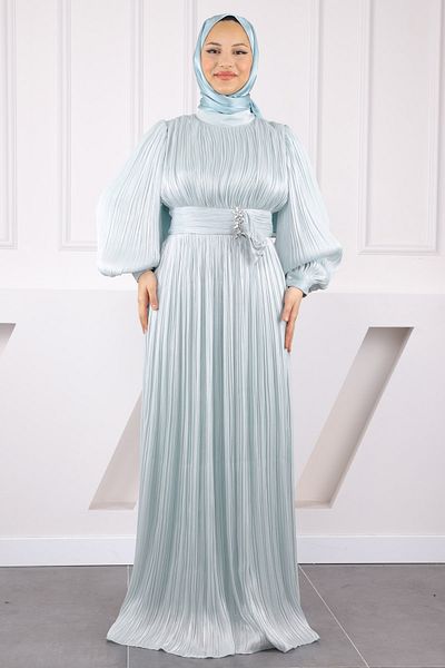 İmajButik Βραδινό φόρεμα σιφόν με πλισέ πέτρα