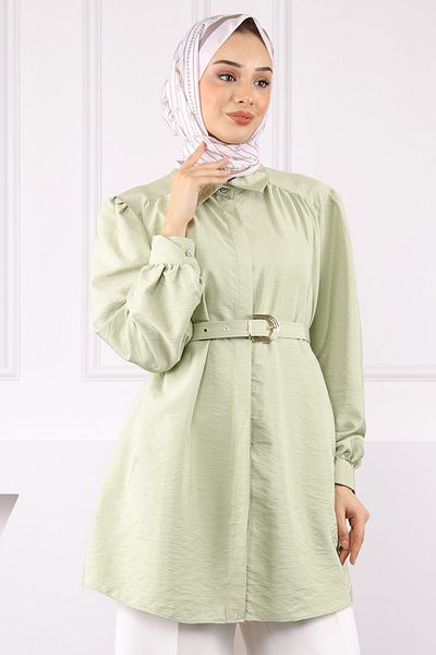 İmajButik Modal Tunic with Mint Belt