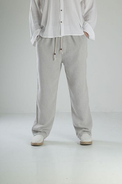 COCOPELLI Gray Linen Trousers