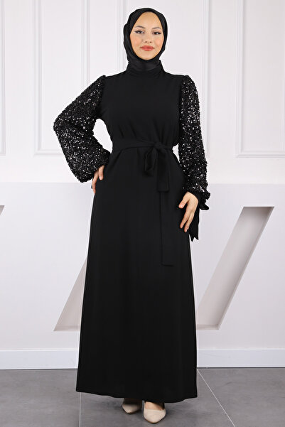 İmajButik Rochie de seara neagra cu maneca cu balon
