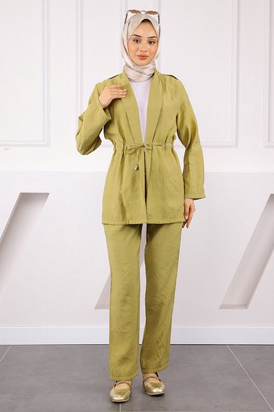 İmajButik Χακί κοστούμι παντελόνι με κορδόνι μέσης