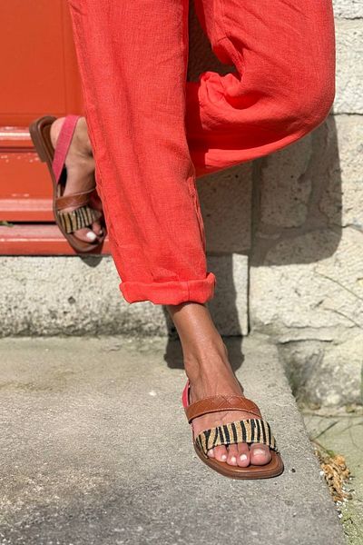 Güneşkızı Tan-Coral Soft Sole Strappy Useful Daily Comfortable Sandals