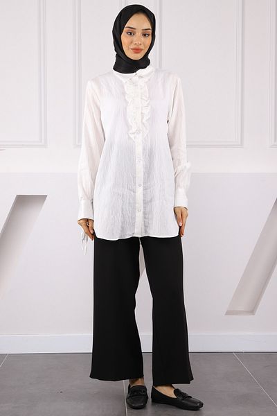 İmajButik Ecru Sleeve Tie Shirt