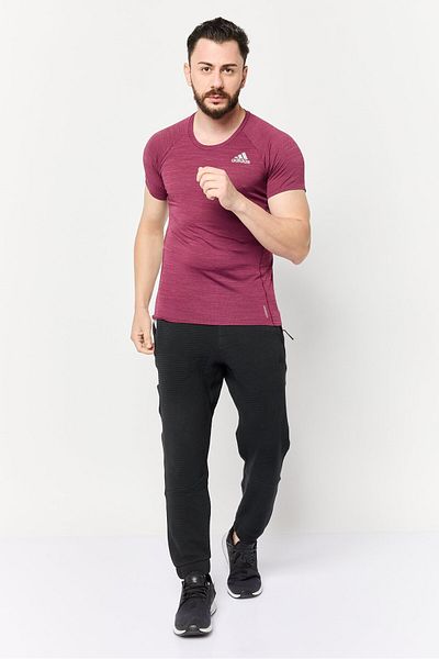adidas Men Sportswear Fit Short Sleeve Outdoor T Shirt, Maroon