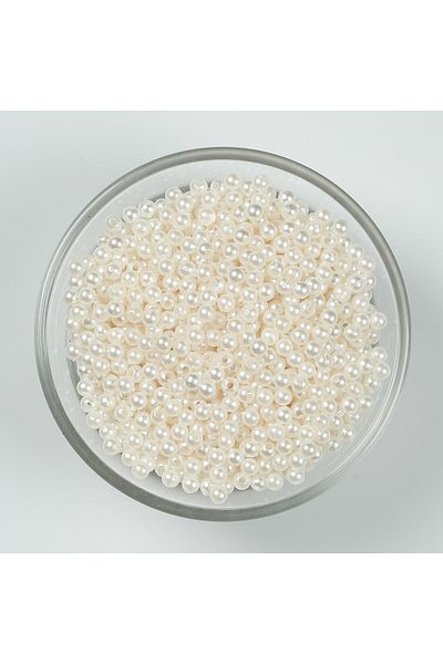 Hobimos 5000 Pcs 4 mm Cream Pearl Beads - 4 mm Cream Plastic Pearl Beads