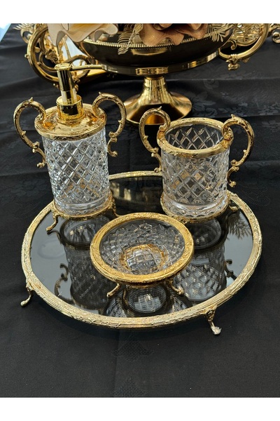 Santara Σετ μπάνιου Avangarde Crystal 4 τεμαχίων από χρυσό γυαλί