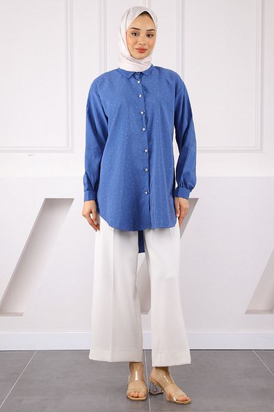 İmajButik Πουκάμισο Modal με κουμπιά Indigo Stone