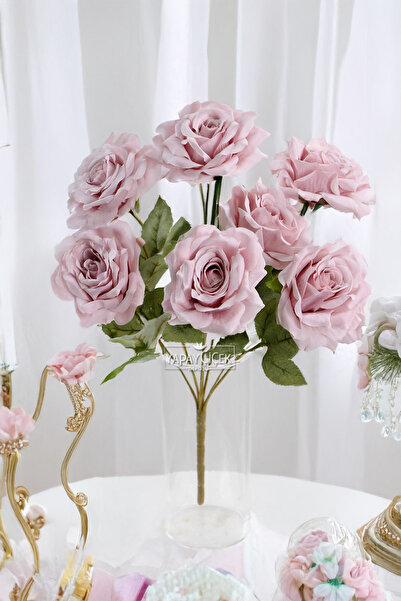 Yapay Çiçek Deposu Изкуствен букет от 7 стръка рози Пукет 40 см пастелно лилаво