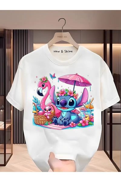 New Shine Stitch Printed Large Size Oversize T-Shirt