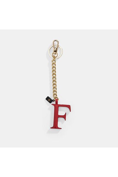 Desa Red Letter F Leather Keychain