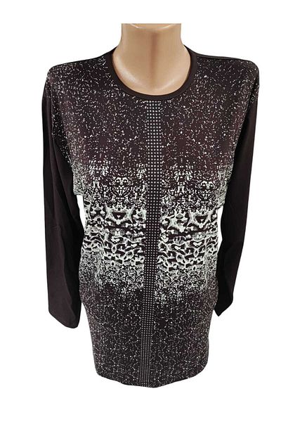 Sel Tekstil New Season Women's Large Size Crew Neck Printed Mother Combed Cotton