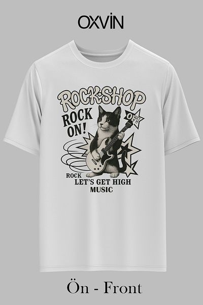 OXVİN ROCK-SHOP ROCK ON εμπριμέ OVERSIZED Unisex T-shirt (ΧΑΛΑΡΗ ΕΦΑΡΜΟΓΗ)