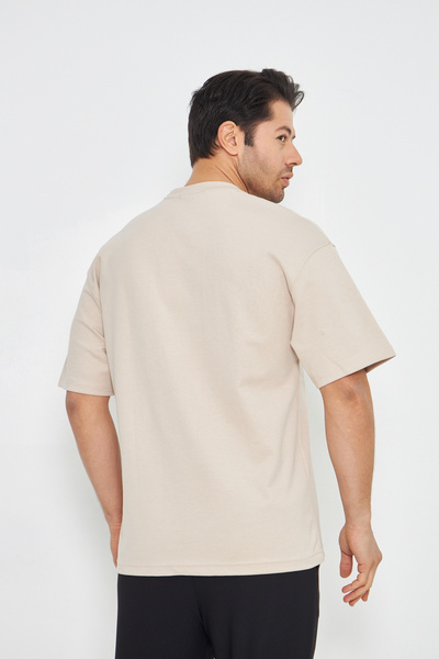 ZİNOX Ανδρικό μπλουζάκι με λαιμόκοψη oversized 2 κλωστών