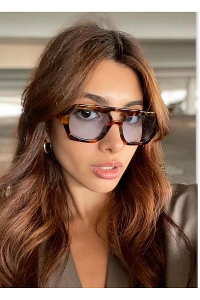 funeyes Vehla Leopard Pattern Blue Color Trend Glasses Sunglasses Colored Glass New Season
