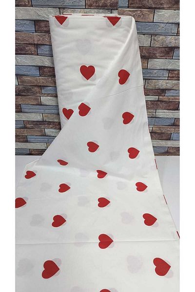 GASEL ÇARŞI 1 Top (30 Meters) Bedding Sheet Meter Fabric Heart Pattern