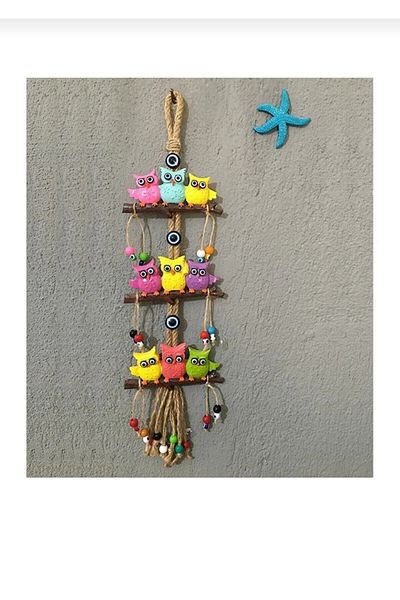 Coffee Moni Bimbambom Colorful Owl Wall Ornament, Decorative Garden Balcony Ornament